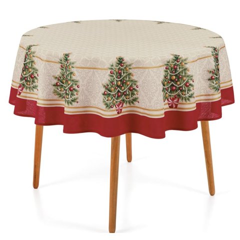 Toalha de Mesa Redonda 4 Lugares Pinheiro Decor Karsten Natal