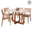 Ver imagem 1 de Conjunto de Jantar Bromelia 1,30 4 Cadeiras Oiti, Ideal para Sala Compacta Madeira/off White/linho