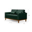 Ver imagem 3 de Sofá Living Valência 1,58 Mts C/ Base Madeira Veludo Verde C/ 2 Almofadas -d26