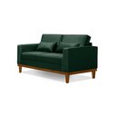 Ver imagem 2 de Sofá Living Valência 1,58 Mts C/ Base Madeira Veludo Verde C/ 2 Almofadas -d26