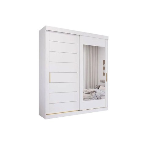 Guarda Roupa Casal 2 Portas de Correr (1 C/ Espelho) e 3 Gavetas Flora Branco - Panan