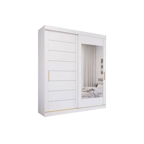Guarda Roupa Casal 2 Portas de Correr (1 c/ Espelho) e 3 Gavetas Fiore Branco - Panan