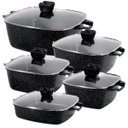 Ver imagem 1 de Jogo de Panelas Revestimento Antiaderente Mármore Cerâmico 5 Peças Noir Cook Preto