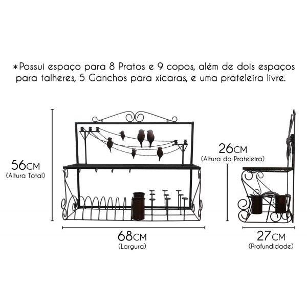 Prateiro Suporte de Pratos e Talheres Decorativo para Cozinha Classica - 2