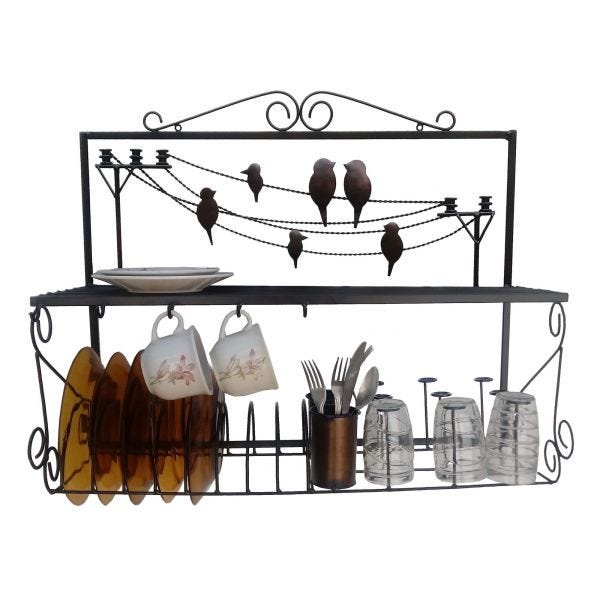 Prateiro Suporte de Pratos e Talheres Decorativo para Cozinha Classica - 1