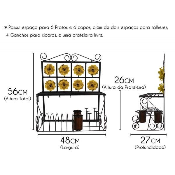 Suporte Artesanal Para Pratos E Copos Decorativo Para Cozinha Rustica - Amarelo - 2