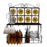 Suporte Artesanal Para Pratos E Copos Decorativo Para Cozinha Rustica - Amarelo - 1