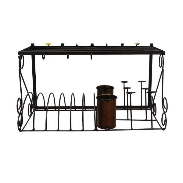 Suporte Artesanal Para Pratos E Copos Decorativo Para Cozinha Rustica - Amarelo - 5