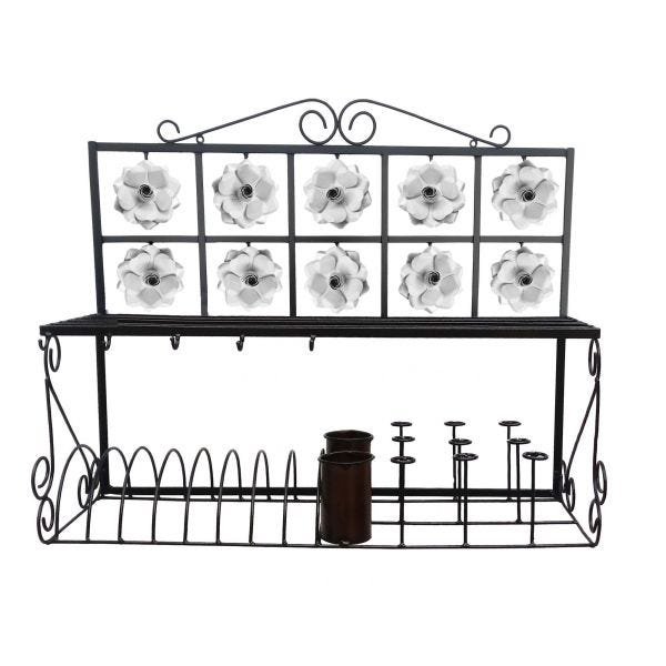Escorredor de Pratos Paneleiro Decorativo Artesanal Grande para Cozinha - Branco - 3