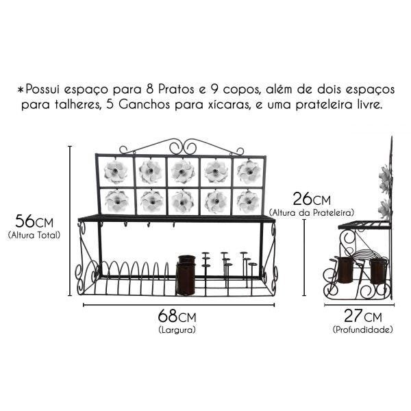 Escorredor de Pratos Paneleiro Decorativo Artesanal Grande para Cozinha - Branco - 2