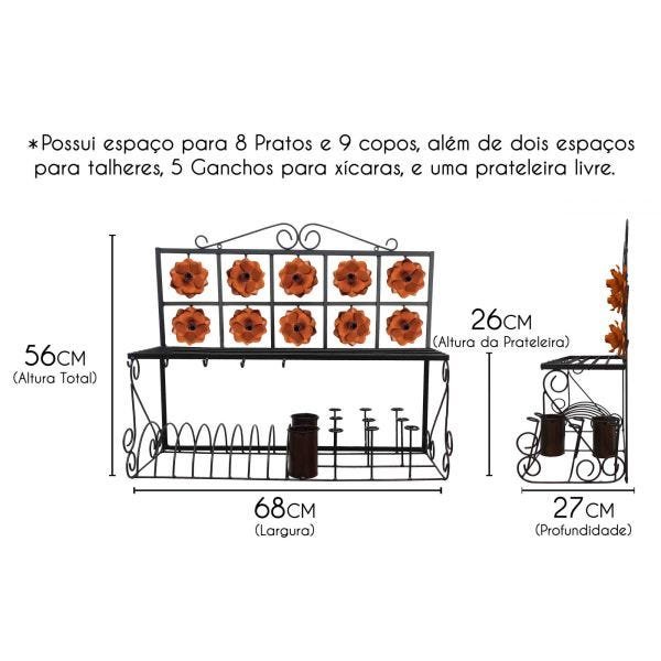 Escorredor de Pratos Paneleiro Decorativo Artesanal Grande para Cozinha - Laranja - 2