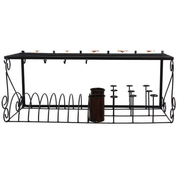 Escorredor de Pratos Paneleiro Decorativo Artesanal Grande para Cozinha - Laranja - 5
