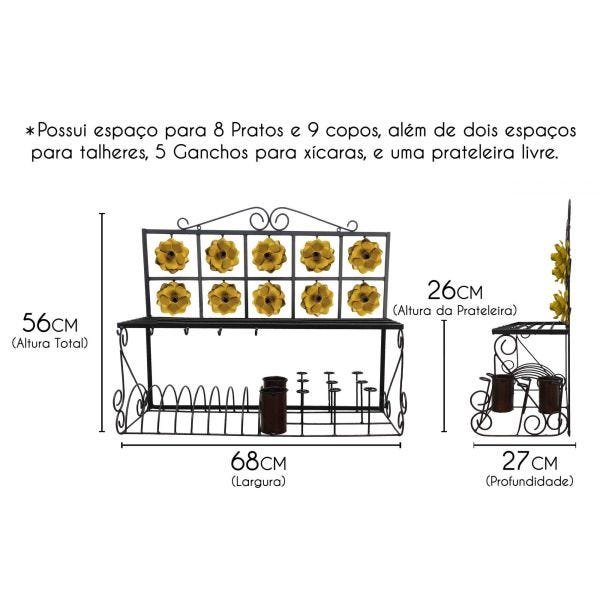 Escorredor de Pratos Paneleiro Decorativo Artesanal Grande para Cozinha - Amarelo - 2