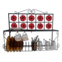 Ver imagem 1 de Suporte de Copos Talheres e Pratos Decorado com Flores para Área Gourmet - Vermelho
