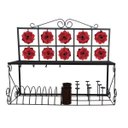 Ver imagem 3 de Suporte de Copos Talheres e Pratos Decorado com Flores para Área Gourmet - Vermelho