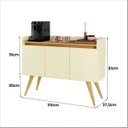 Ver imagem 4 de Buffet Gold 3 Portas 100% Mdp Perola Mel