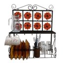 Ver imagem 1 de Porta Copos E Escorredor De Pratos E Talheres Decorativo em Ferro - Laranja