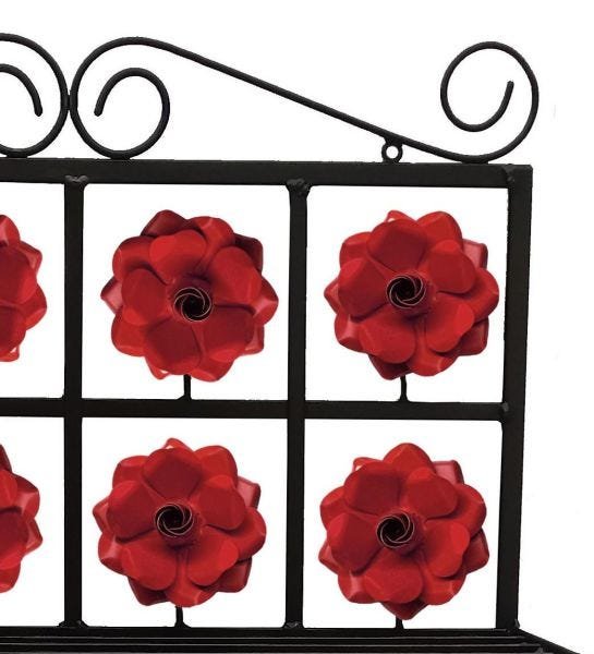 Porta Copos E Escorredor De Pratos E Talheres Decorativo em Ferro - Vermelho - 5