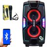 Caixa Som Amplificada Portátil Bluetooth 200W Rms Mp3 Fm USB Aux LED Microfone Bateria Amvox Aca - 1