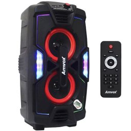Caixa Som Amplificada Portátil Bluetooth 200W Rms Mp3 Fm USB SD Aux LED Bateria Amvox Aca 200 - 2