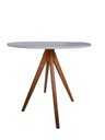Ver imagem 2 de Mesa Redonda com Tampo Branco Pé de Madeira na Cor Mel