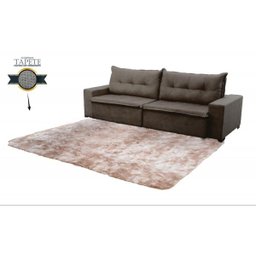 Sofá Retrátil e Reclinavel Austrália 2,72 Mts com Molas no Assento Tecido Suede Café + Tapete Taj Ma - 3
