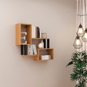 Ver imagem 2 de Nicho Linha Industrial 2 Prateleiras 2 Nichos MDF Freijó com Preto Fosco Pradel Móveis