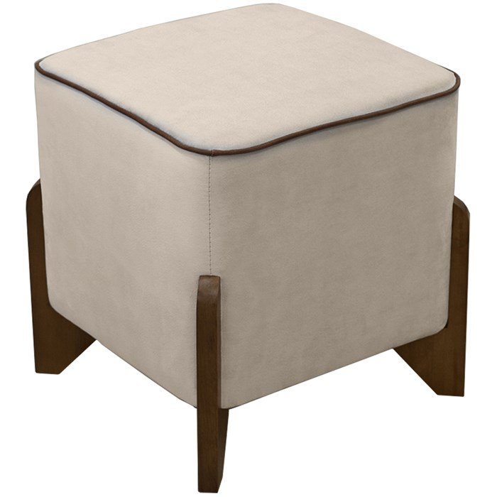 Puff Puf Para Sala Chui Veludo Bege Sanch | MadeiraMadeira