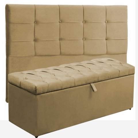 Kit Cabeceira Ana Luisa+ Calçadeira Itália King 195 CM Suede Cappucino - D A Decor