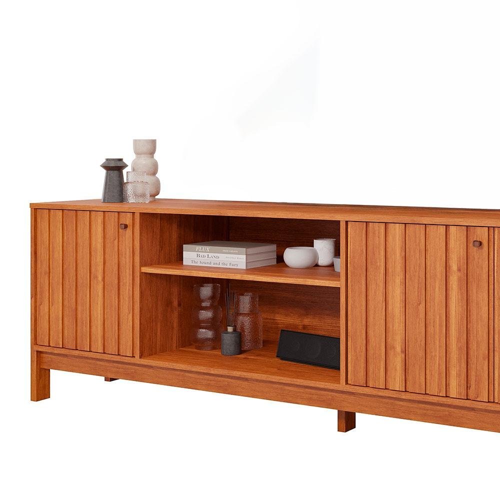 Rack Bancada Ripado 3 Portas Tv até 70 Polegadas 100% Mdf Cinamomo ...