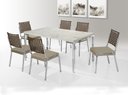 Ver imagem 1 de Mesa Jantar Inovare Cromado 1,60X0,90 MDP e 6 Cadeira Nobre Junco Cromado