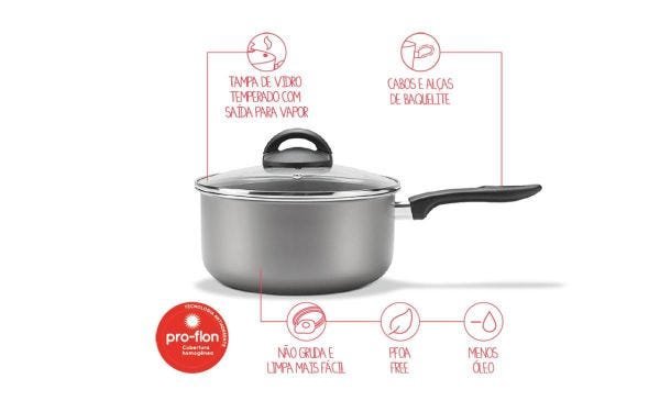 Panela com Tampa - Chilli 18x9 cm - 1,9 L Prata - 2