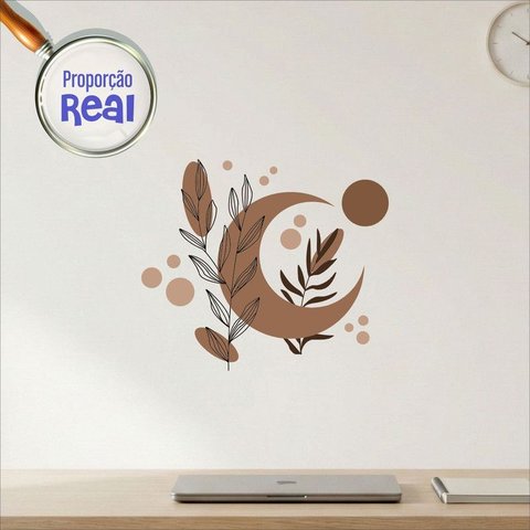 Adesivo Floral Boho Marrom Estilo Nórdico 45x38 Minimalista Mod.05