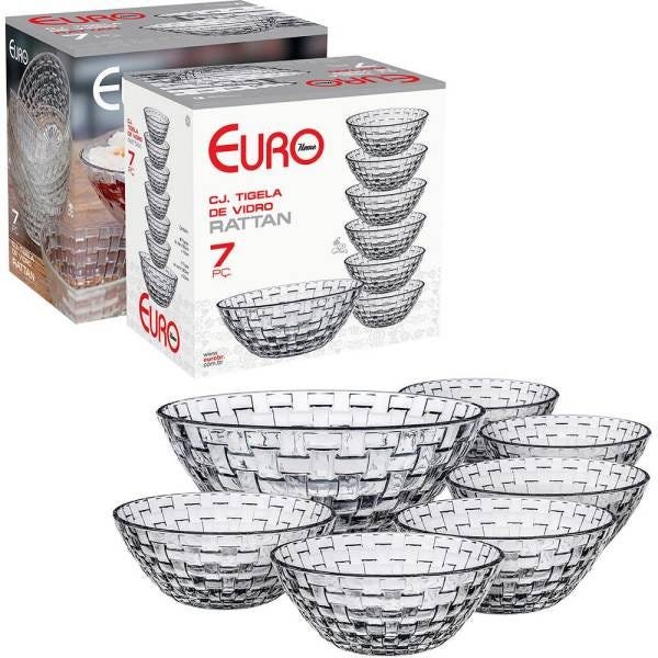 Conjunto de Tigelas de Vidro Rattan 7 Peças Euro - 2