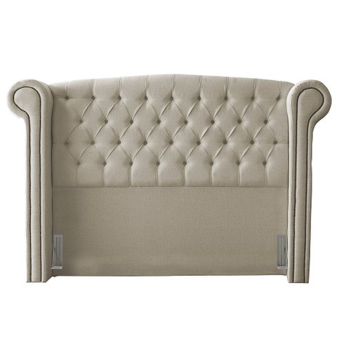 Cabeceira Cama Box Casal King Size Adelle 195cm Com Frame Veludo Bege - Desk Design