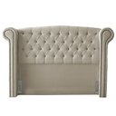 Ver imagem 1 de Cabeceira Cama Box Casal King Size Adelle 195cm Com Frame Veludo Bege - Desk Design