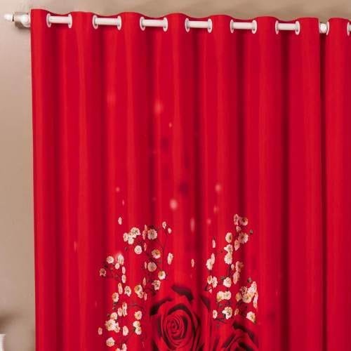 Cortina Florana Rosas Micro Fibra Estampa Digital Sala Quarto 3,00 x 2,50 Metros - Vermelho - Vermel - 2