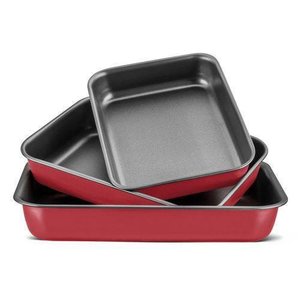 Conjunto Assadeira Antiaderente Cereja 3 Peças MTA cód. 8810