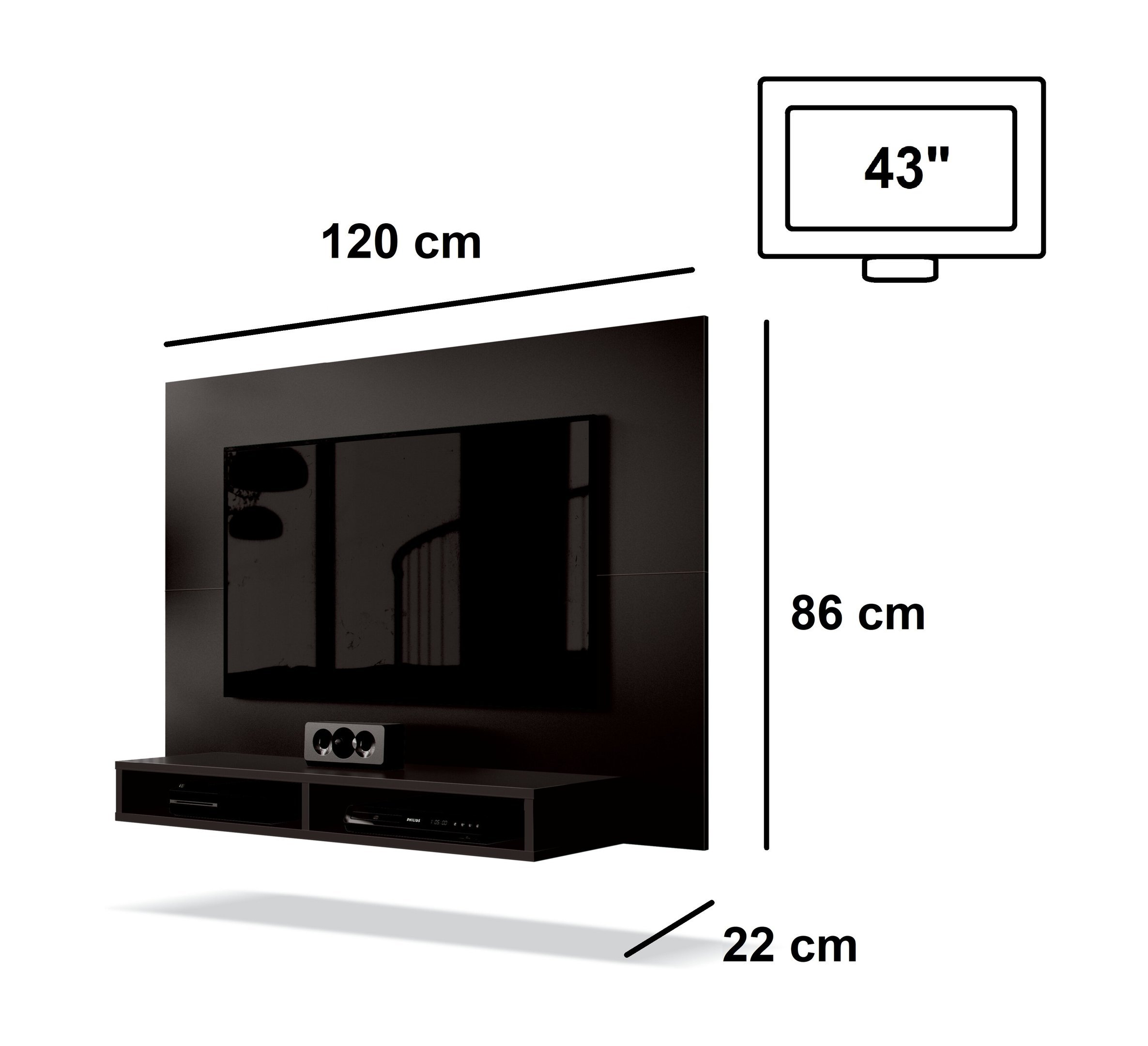 Painel para TV Preto - Fox EDN Móveis - 2