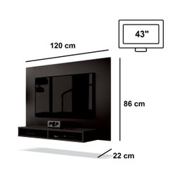 Painel para TV Preto - Fox EDN Móveis - 2