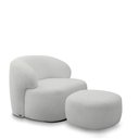 Ver imagem 2 de Conjunto Poltrona Base Giratória e Puff Decorativo Charlote Sala de Estar Bouclê Cinza G88 - Gran Be