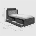 Ver imagem 3 de Cama Tamires Solteiro 0.88cm com Auxiliar Castanho com Capitonê Bege Dois Colchões- Cambel