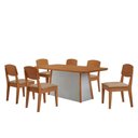 Ver imagem 2 de Mesa de Jantar Diane 180cm Tampo Mdf Canto Copo e 6 Cadeiras Turim 07/naturale /off White