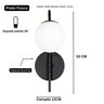Arandela Luminária Quarto Globo 12 cm Moderno Preto Fosco BF Decor - 3