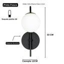 Ver imagem 3 de Arandela Luminária Quarto Globo 12 cm Moderno Preto Fosco BF Decor