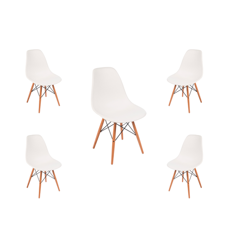 Kit 5 Cadeiras para Cozinha Sala de Jantar Quarto Charles Eames eiffel 130ppp Branco