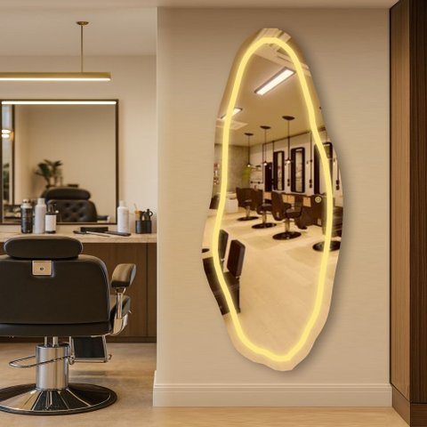 Espelho 180x60 E05 Polido Led Jateado 01 Amarelo Touch