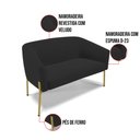 Ver imagem 4 de Sofá Namoradeira 2 Lugares Pé de Ferro Dourado Stella Veludo Preto D03 - D'Rossi