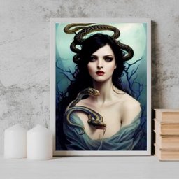 Quadro Decorativo Deusa Lilith 24x18cm - com vidro:Madeira branca - 2
