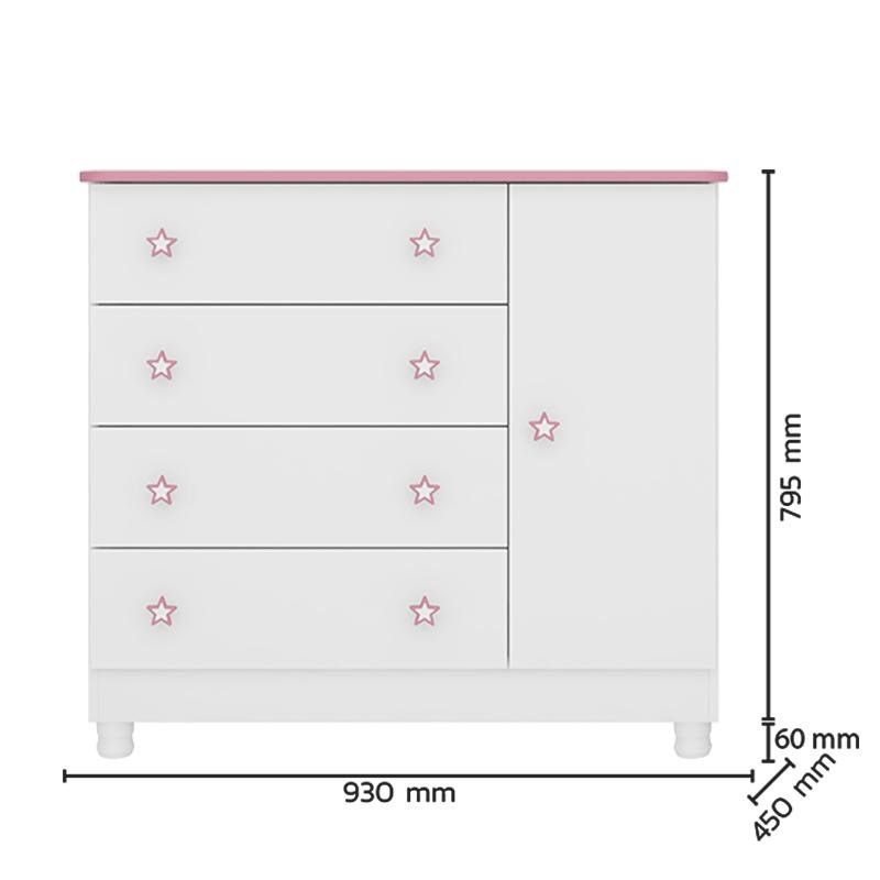 Dormit Rio Infantil Doce Sonho Portas C Moda Porta Ber O Americano Rosa Branco Com Rod Zio